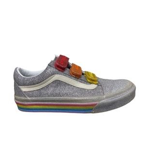 Vans Old Skool V Flour Shop Silver Rainbow Glitter Sprinkle and Smiles Sneaker
